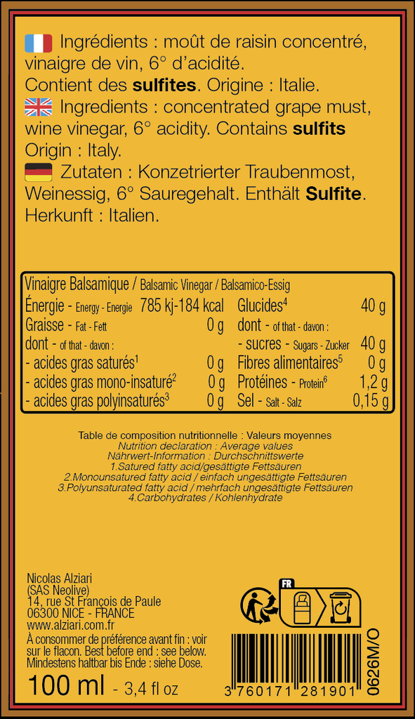 Vinaigre Cuvée Silver 100 ml (flacon pompe) - Alziari