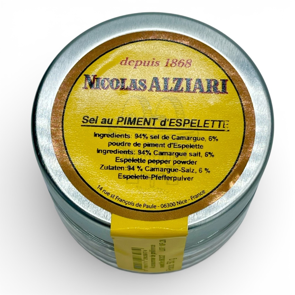 Sel de Camargue au Piment d'Espelette 6% - pot de 50 g - Alziari