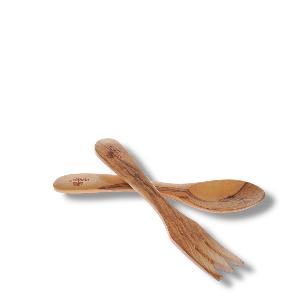 Couverts en bois d'olivier 17 cm 3 dents droit