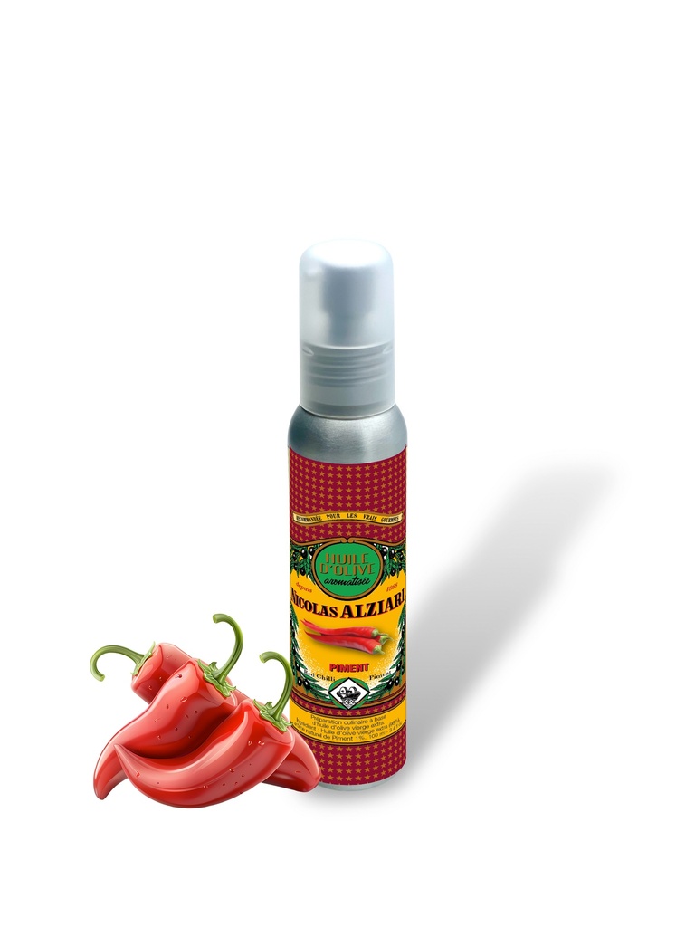100ml Sprühflasche aromatisiertes Olivenöl Peperoni - Alziari