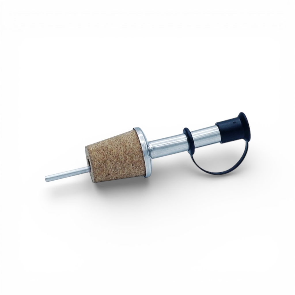 Cork pouring cap, steel + black cap (100 ml, 250ml, 500ml, 1L)