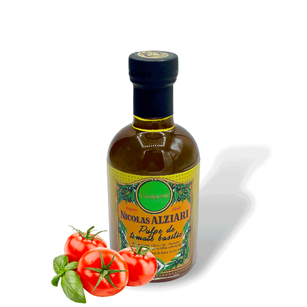 200ml Flasche Tomate Basilikum Fruchtfleisch Vinaigrette - Alziari
