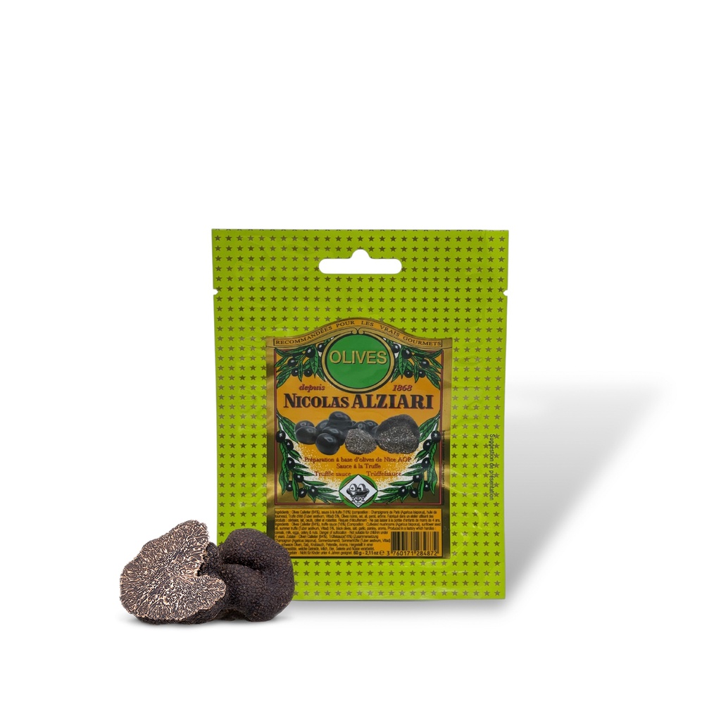 60g sachet Cailletier olives with truffle sauce - Alziari
