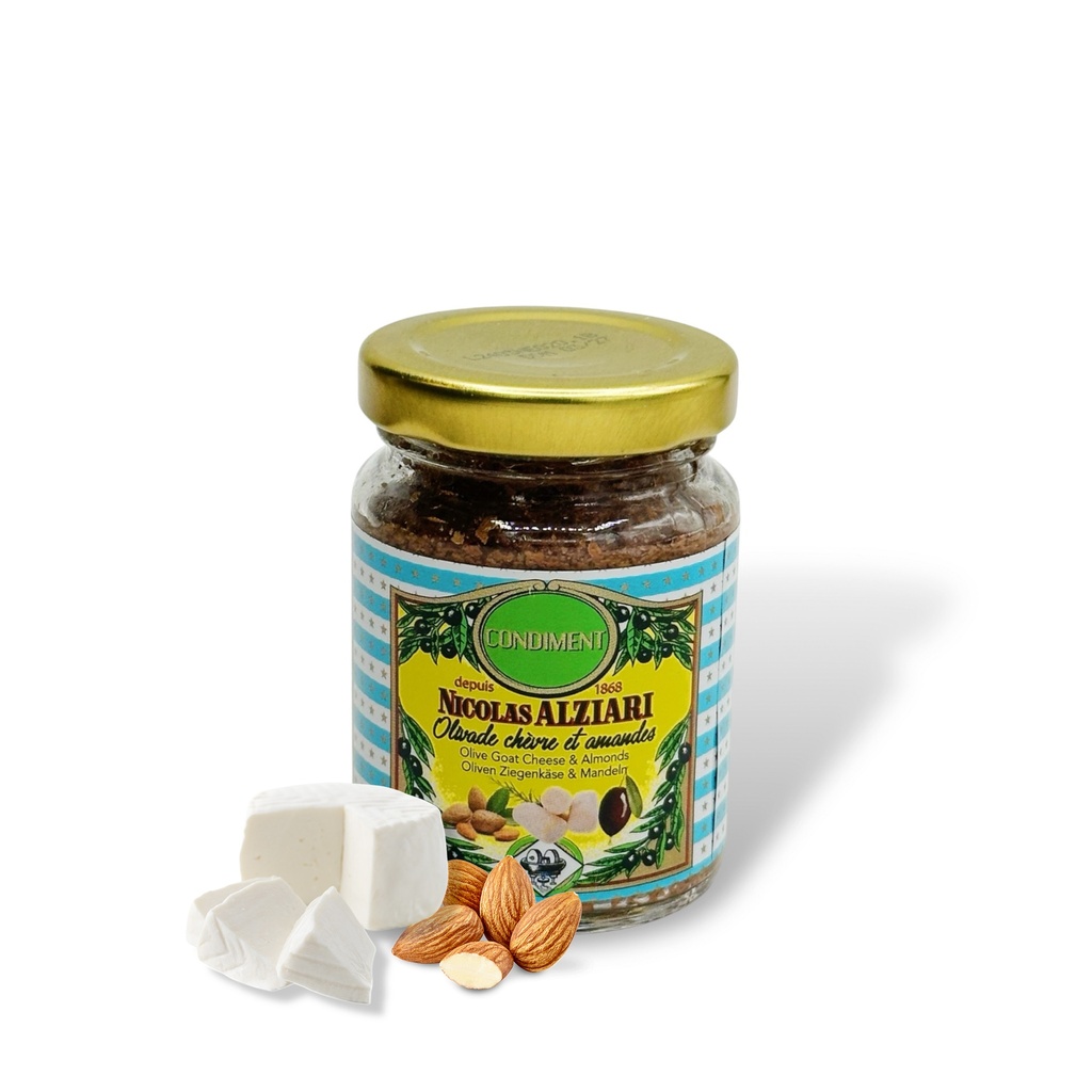 80g Glas Olivade mit Ziegenkäse und Mandeln - Alziari