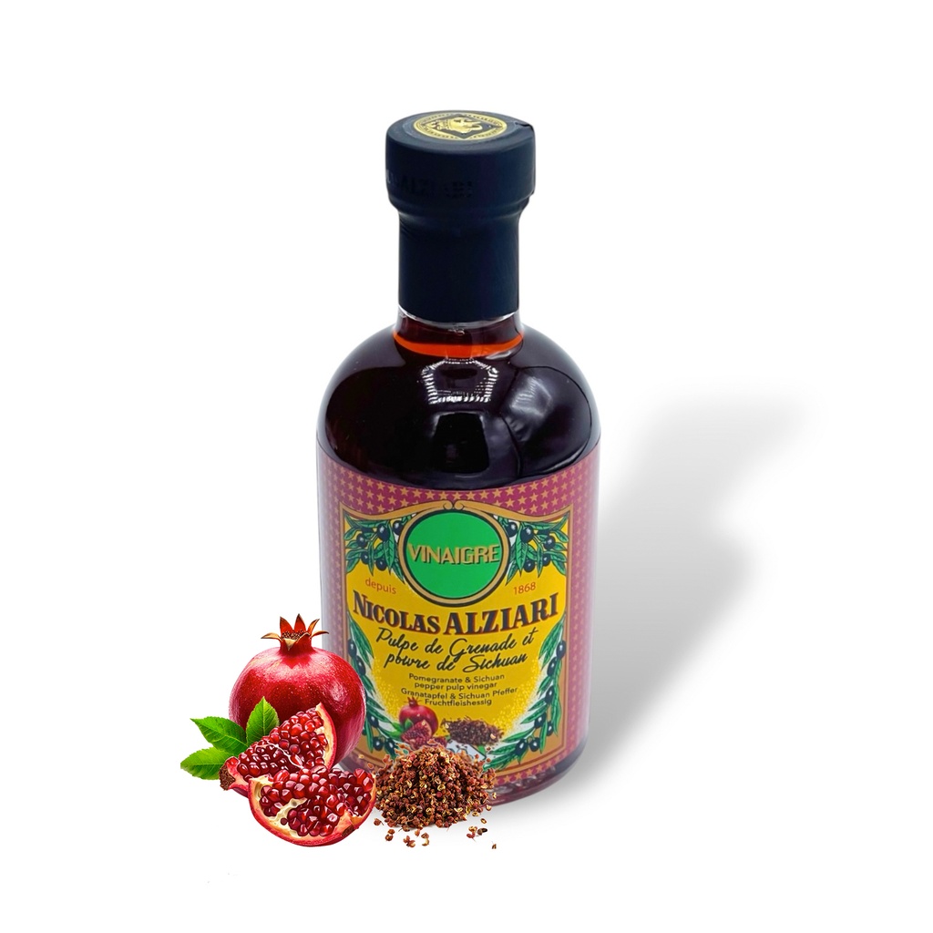200 ml Flasche Granatapfel Fruchtfleisch & Sichuan Pfeffer - Essig - Alziari