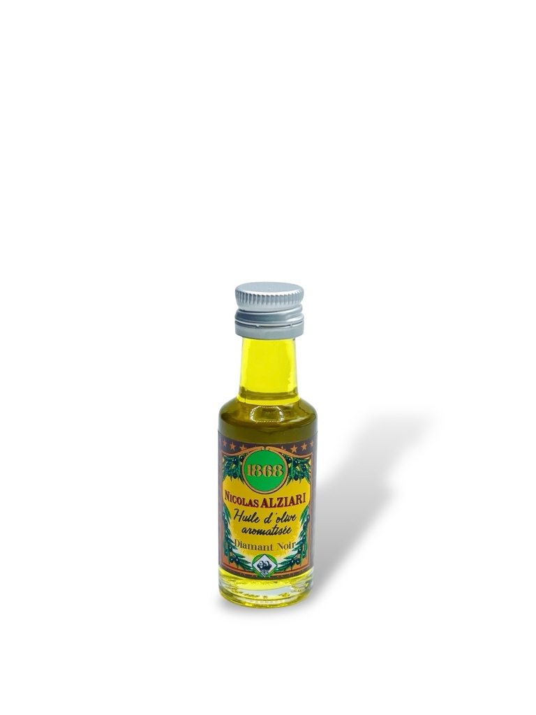20ml Miniaturflasche Glas Olivenöl Schwarzer Diamant - Alziari