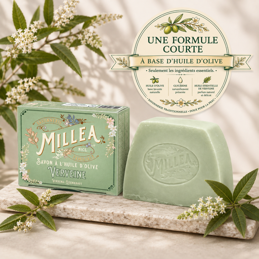 [5335] Savon solide à l’huile d’olive parfum VERVEINE 130 gr-  Millea