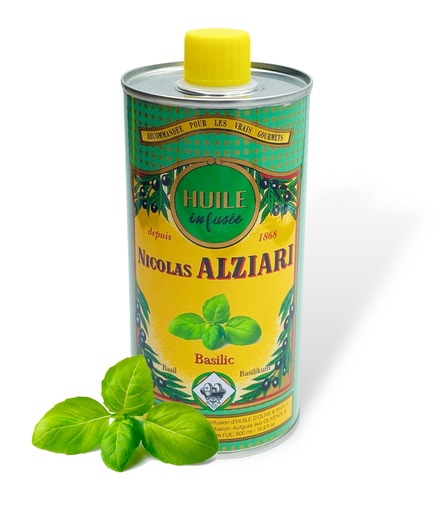 [11431] 500ml Dose aromatisiertes Olivenöl Basilikum - Alziari